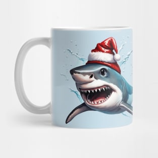 Santa Jaws Christmas Shark Cartoon Art Mug